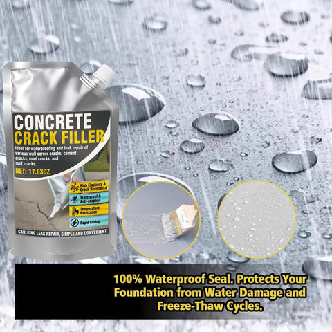 500g Concrete Crack Filler Waterproof Self Leveling Sealant, High Elastic Liquid Cement Repair pouch on wet surface