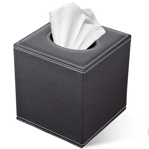PU leather tissue holder from 5 Piece Desk Organizer Set With PU Leather Finish Looks Slick And Keeps Your Desk Ultra Tidy.