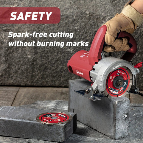 Worker using Segmented Diamond Cutting Blade 4.5 Inch For Angle Grinder Stone Master to cut concrete block