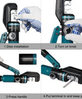 Hydraulic Crimping Tool With Nine Hardened Dies For Stainless Steel Cable Railing, step-by-step usage guide shown.