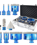 Diamond Core Drill Bit Set For Porcelain Tile Ceramic Marble Granite, 6/6/8/25/35/50/75/100mm Tile Hole Saw Kit in case