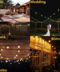 Outdoor LED String Lights 48Ft Heavy Duty Linkable Patio Lighting With Shatterproof Bulbs For Backyard Porch Deck Gazebo Cafes
