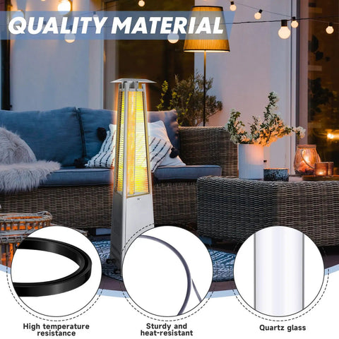 Quartz Glass Tube Replacement For Patio Heater 49.5 X 4 Inch Clear With Silicone Connecting Ring in outdoor seating area