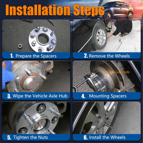 Installation steps for Two Pack 2 Inch Wheel Spacers For ATV And UTV 4x110 Bolt Pattern With 74mm Hub Bore And 12x1.25 Studs