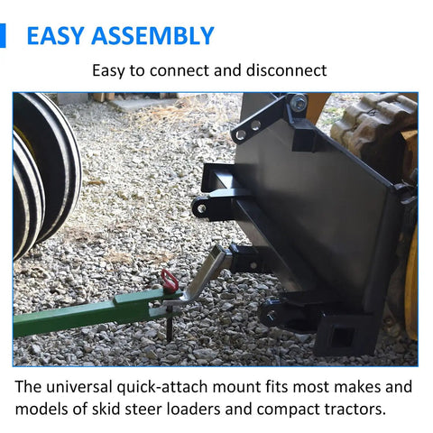 Heavy Duty 3 Point Hitch Adapter For Skid Steer Mount Plate Quick Tach Universal Fit installing on tractor