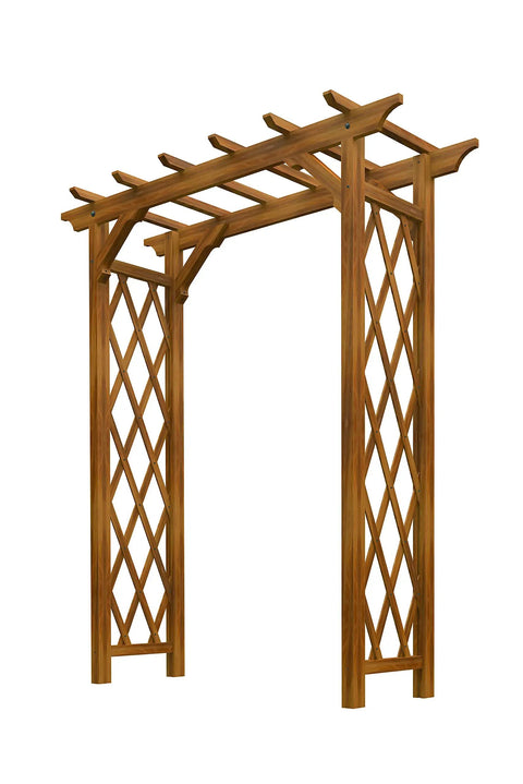 Cedar Wood Garden Arbor 55 By 88 Inches Golden Brown Arch With Lattice Trellis For Climbing Plants Easy Assembly Built Tough