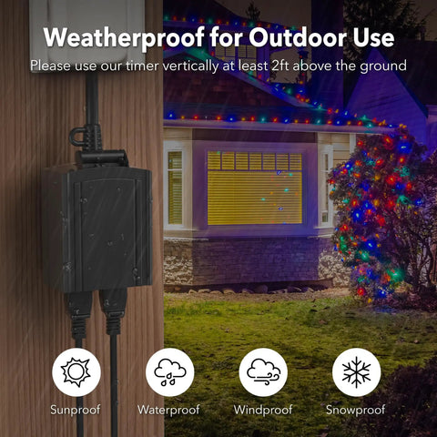 Heavy Duty Outdoor Mechanical Timer With Two Grounded Outlets Waterproof Built To Last 30 Minute Interval Programmable 24 Hour