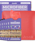Jestik microfiber eyeglass cleaning cloths, 6-pack, red cloth, premium Japanese microfiber