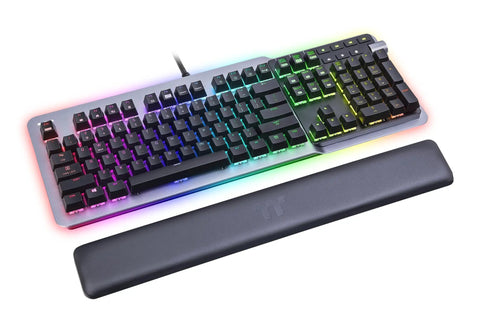 Premium Gaming Keyboard With Clicky Cherry Mx Blue Switches And Dope Rgb Backlighting, solid aluminum frame, and plush wrist rest.