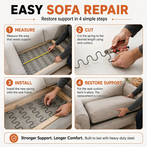 No Sweat Couch Fixes With This Heavy Duty 9 Gauge Upholstery Springs Roll 49 Foot High Carbon Steel Sofa Spring Replacement steps.