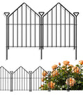 Rustproof Metal Garden Fence 17 Inch By 10 Feet No Dig Animal Barrier Ten Panel Set with roof-shaped edging and roses