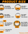 Product size chart for Trailer Axle Hub Bearings Kit For 3500 Lbs 1 3 8 Inch To 1 1 16 Inch D Style Tapered Spindles