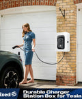 Heavy Duty Weatherproof EV Charger Enclosure Wall Box With Secure Code Lock Solid Shield For Tesla And Chargepoint Setup in outdoor setting.