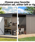 2 In 1 Outdoor Storage Shed And Gazebo Combo With Lean To And Pergola, different installation options, metal frame, backyard