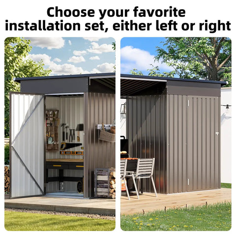 2 In 1 Outdoor Storage Shed And Gazebo Combo With Lean To And Pergola, different installation options, metal frame, backyard