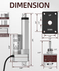 Dimensions of 12V Beefy Heavy Duty Linear Actuator 3000N 660Lbs With 4 Inch Stroke At 5 mm Per Second Waterproof Electric Piston