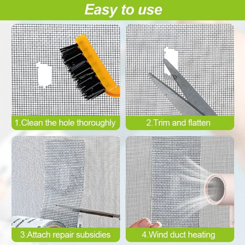 Steps to apply Self Adhesive Screen Repair Tape Mosquito Proof Patch For Window And Door Screens Heavy Duty Gray Repair Mesh