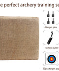 Backyard Archery Target Set Pro Grade with 20 Paper Targets and Arrow Puller, showing included pins and puller with straw target
