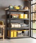 Heavy Duty 4 Tier 48 Inch Metal Shelving Unit With Easy Assembly For Home Garage 1600 Lb Capacity Rolled Edge Steel Columns Wide Open Shelves For Easy Access Storage holding bins and tools