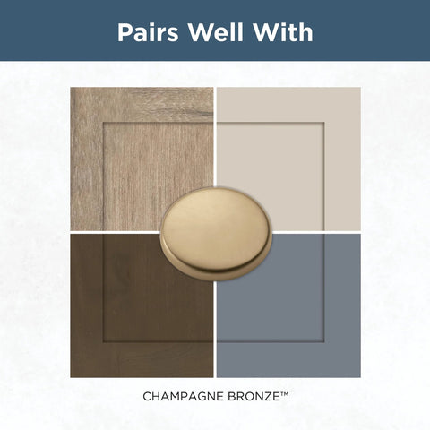 Champagne Bronze Cabinet Handles tone-matching guide with four complementary colors for design coordination.
