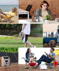 Portable Power Bank With 150W AC Outlet For Camping And Travel being used outdoors and at a desk