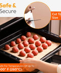 Person using Bangin Nonstick PTFE Baking Sheets Set For Oven And Air Fryer, reusable, heat-resistant, cut-to-fit, in a baking tray.