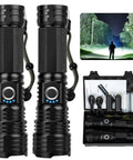 Pair of rugged brown LED flashlights for everyday carry beast mode battery life, USB rechargeable, compact, water resistant.