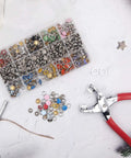 Snap Fasteners Tool Kit 800 Pieces In 200 Sets Hollow And Solid Metal Prong Snaps With Setting Tool for DIY crafts