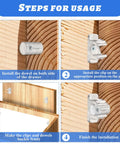Installation steps for 10 Pairs False Drawer Front Clips With Screws For Cabinet Installations, showing clips and blocks on wood.
