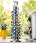 Capsule Spinning Carousel Holder for Espresso Pods, 360 Degree Rotating Coffee Pod Rack with Solid Base, holds 40 pods