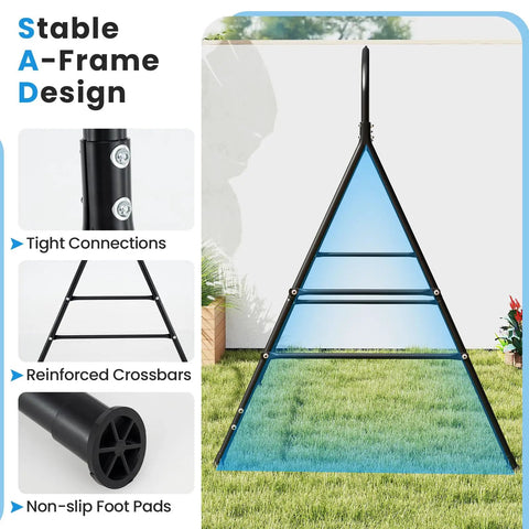Heavy Duty Metal Swing Frame With A Frame Stand For Lawn Garden Backyard Porch Swing Stand With Extra Side Bars