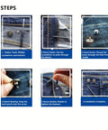 Installation steps for No Sew 17 Mm Metal Jeans Button Replacement Kit 12 Pack with Flat Back Clip On Design for denim repair.
