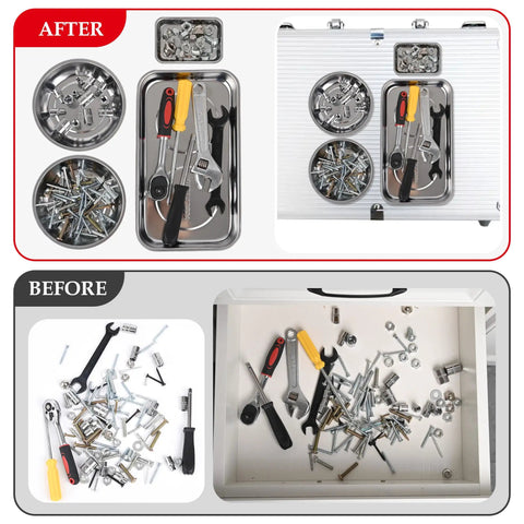 Magnetic Tray Set With 15Lb Pickup Pen Heavy Duty Stainless Steel Trays With Extra Strong Magnets For Quick Grab And Easy Sorting Of Metal Parts And Tools