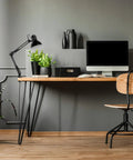 31.5 Inch Multi Joint Desk Lamp With Metal Clamp Black On Off Rotary Switch On Shade Adjustable Swing Arm Reading Light Industrial Style Desk Accent For Home Office Decor beside computer on wooden desk