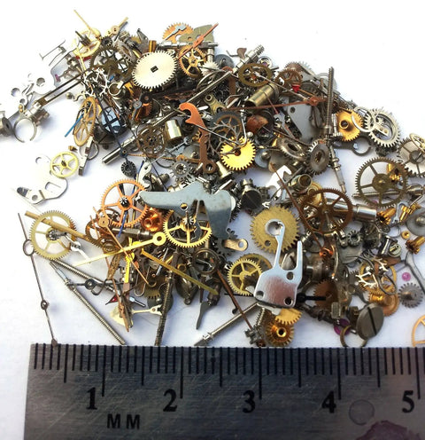 Steampunk Watch Parts Collection With 150 Plus Tiny Vintage Gears Cogs Wheels Hands Crowns And Stems For Resin Art Craft Projects