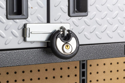 Heavy Duty 70mm Discus-Shaped Padlock With Key For Shed Garage Storage Lockers Tool Boxes Weatherproof on storage cabinet