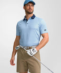 Men's Golf Polo Shirt Short Sleeve Dry Fit Moisture Wicking Stretch Performance With Blue Floral Print Collared Top For Men XXL