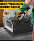 Dual Burner Propane Forge Kit 2600F For Blacksmithing And Knife Making, portable with two burners and metal surface