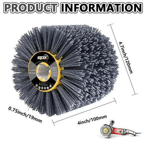 Pro Grade Surface Conditioning Tool 4.7 By 4 Inch Nylon Abrasive Wheel With 60 Grit Silicon Carbide Drum Burnishing Wheel
