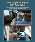 Dual Head Backseat Car Fan With 360 Swivel Rotation Plus Usb Powered Design Brings Sweet Adjustable Cool Airflow, showing 360 adjustability.