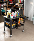 36 Inch By 24 Inch Beefy Heavy Duty Welding Table On Wheels With 1200 Pound Capacity Mobile Steel Workbench With Adjustable Shelves