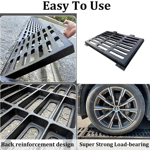 Heavy Duty Outdoor Trench Drainage Kit With 304 Stainless Steel Channel Drain For Driveways Paths Lawns And Courtyards Built To Move Water Fast And Keep Debris From Clogging, showing easy installation features and reinforced design.