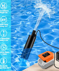 Dead Simple Cordless Submersible Water Pump For DeWalt 20V And 60V Battery in a pool, demonstrating fluid transfer design.