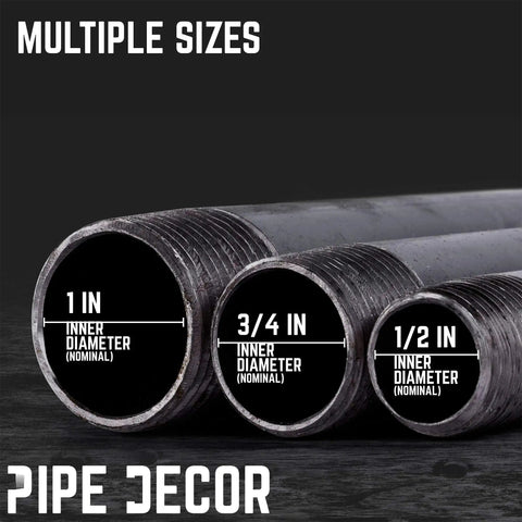 3/4 Inch Black Steel Pipe Nipple Set 16 Inch Long, Pre Cut Industrial DIY Go-To Material for Vintage Furniture and Home Decor, Fits Standard 3/4 Inch Threaded Malleable Iron Fittings, 4 Pack