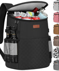 Insulated Soft Cooler Backpack For 30 Can Capacity, Leak Proof Thermal Lunch Bag with open top, bottles in side pockets