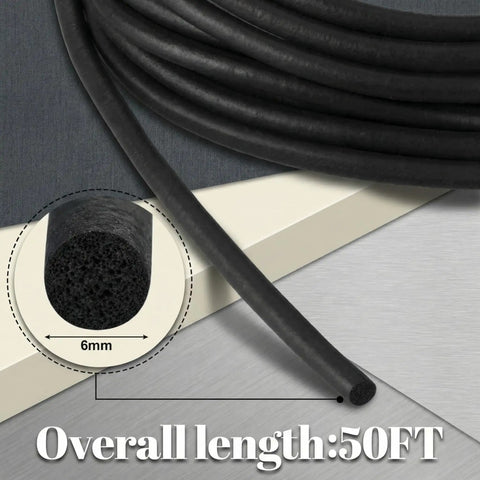 Kickass 6mm Round Epdm Rubber Tubing For Weather Stripping 24.6 Feet Black Closed Cell Foam Seal Strip on a flat surface.