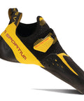 Solution Comp Rock Climbing Shoes For Men, Black Yellow, Size 12.5 US, High Performance Climbing Footwear With Laser Cut Leather