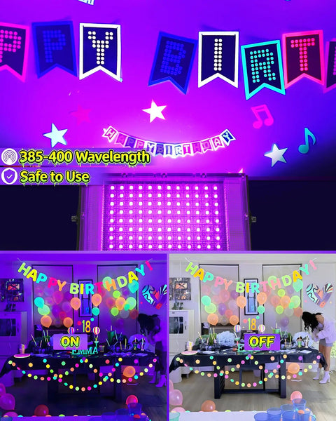2 Pack 100 Watt Black Light Floodlight IP66 Waterproof Dope Fluorescent Glowing UV Lamp For Halloween Bash And Outdoor Glow Party Yall Need This Hecka Bright Setup For Total Vibes