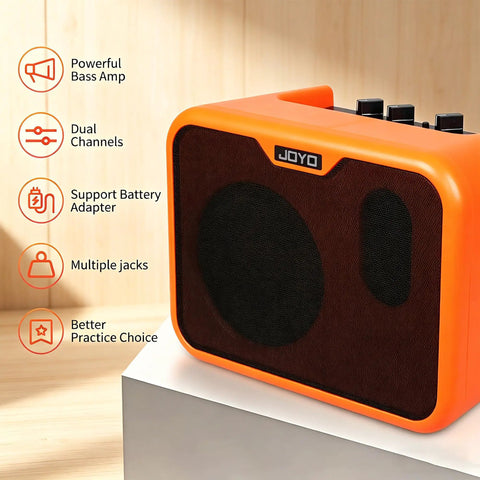 Compact 10W Acoustic Guitar Amplifier With 15 Foot Cable Bundle For Portable Practice Battery Powered Dual Channel Bright And Normal Tone design