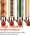 Wall Mounted Coffee Bean Dispenser With Slick Glass Tube And Rugged Steel Base, Quick Pour Dial For Candy Oats Or Tea, Easy Setup Build, Solid Pick For Your Daily Kitchen Space with colorful contents